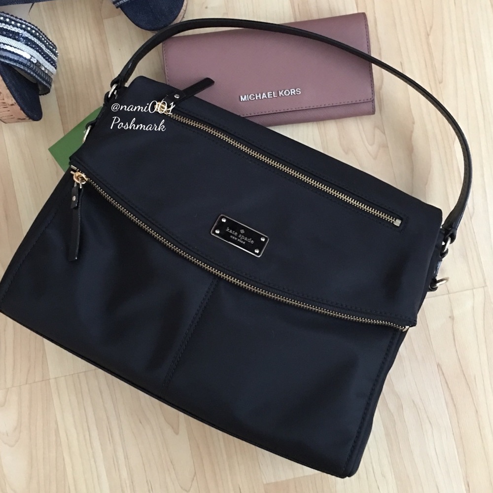 Kate Spade Black Nylon Hobo Bag Crossbody NWT - Picture 1 of 8